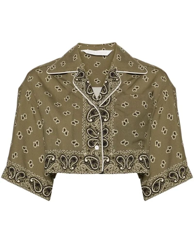 Palm Angels Cropped-Hemd mit Paisley-Print - Grün Grün