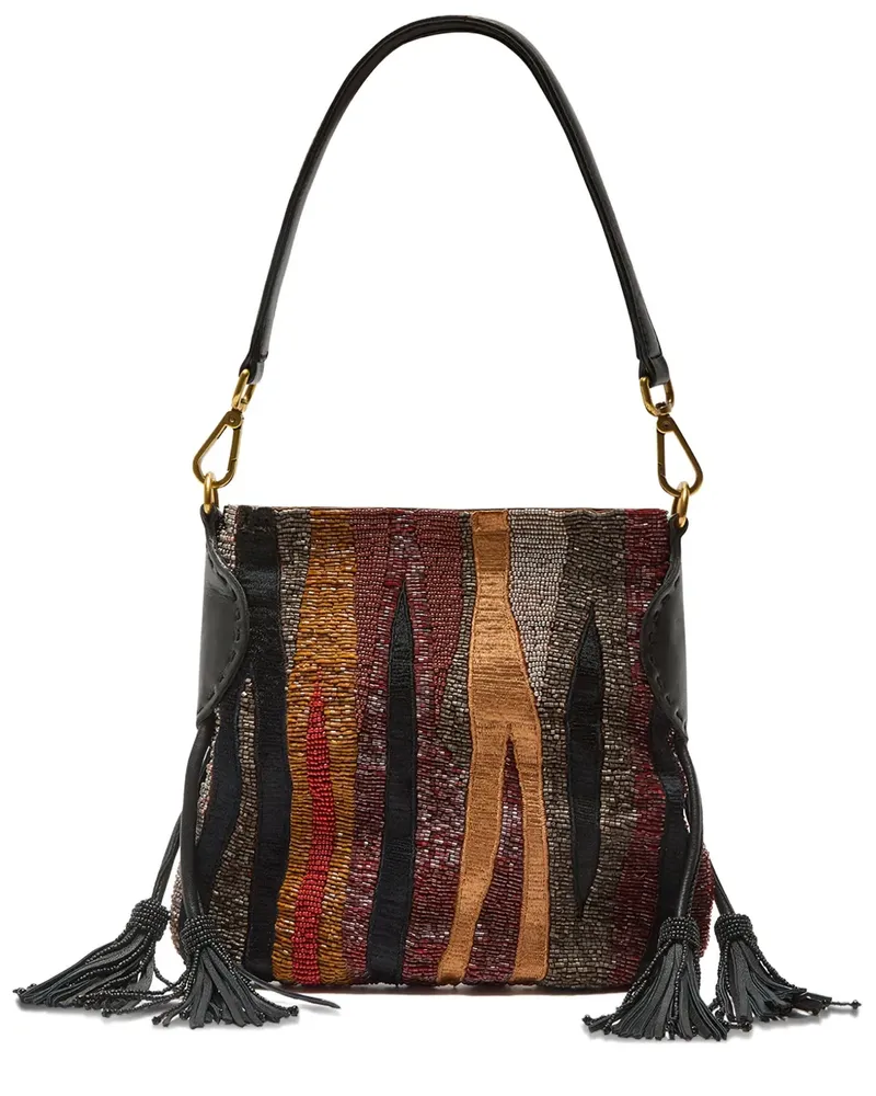 Maliparmi Schultertasche mit Perlen - Braun Braun