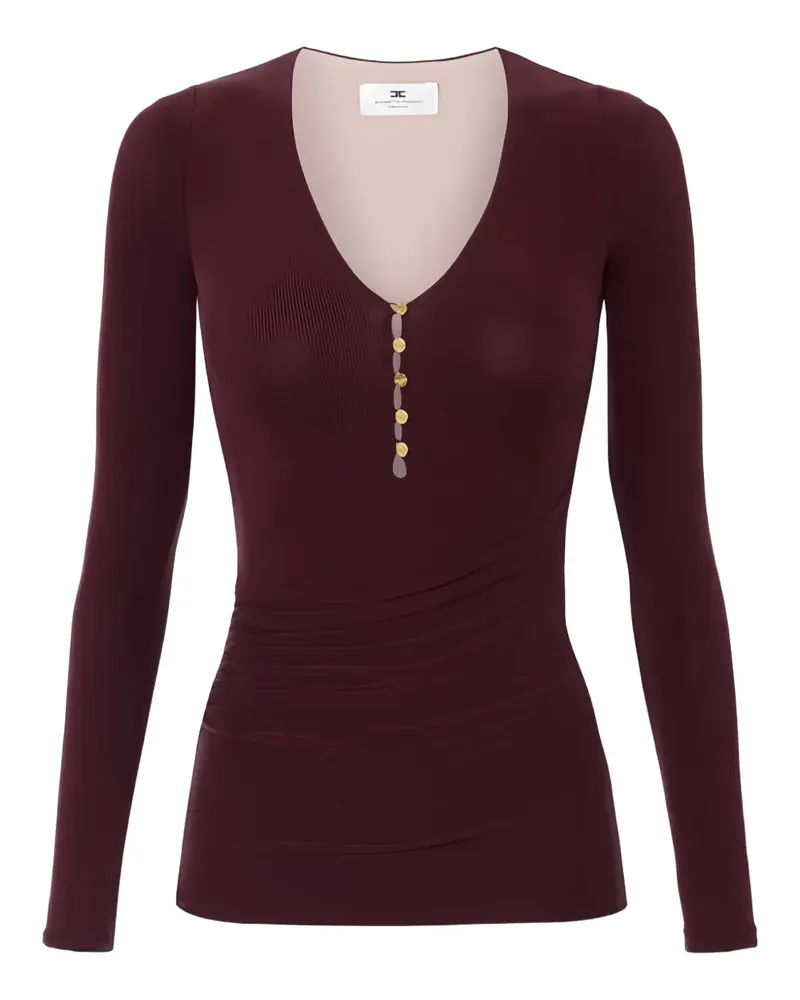 Elisabetta Franchi Langarmshirt mit Knopfleiste - Rot Rot