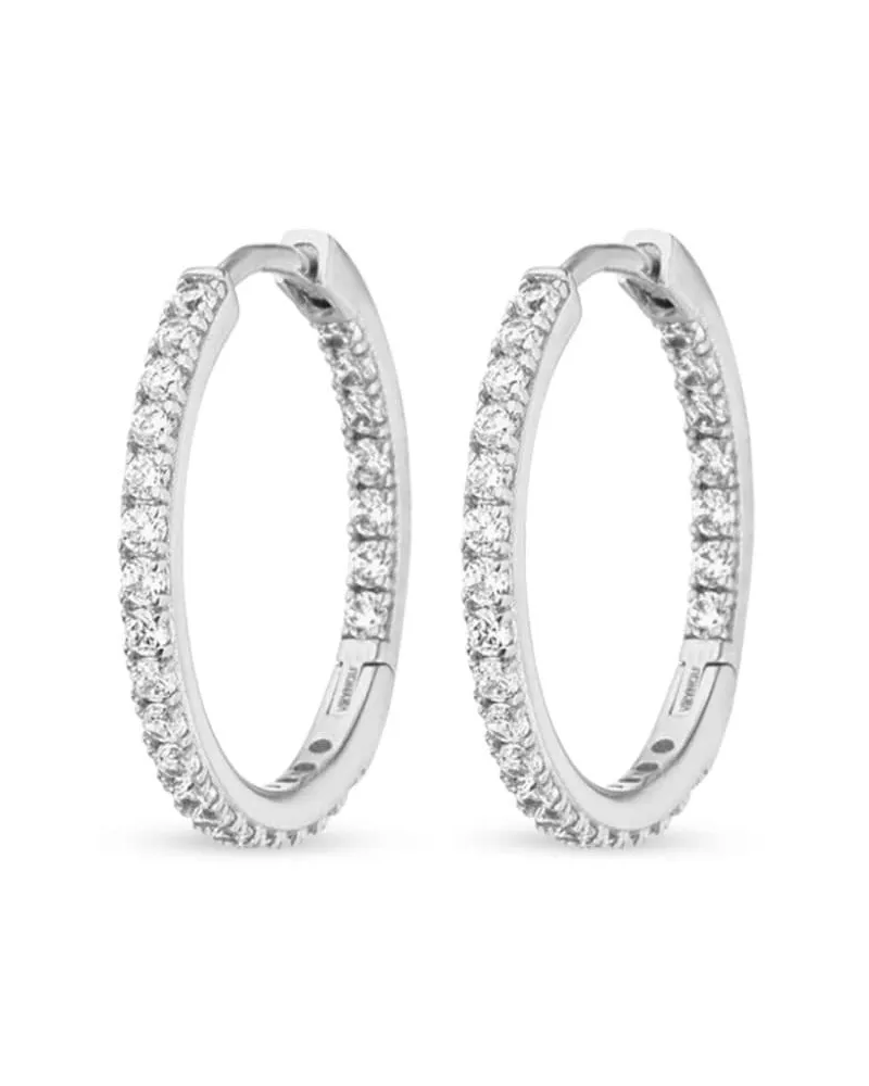 VEYNOU Kleine 14kt Cleo Weißgoldcreolen mit Diamanten - Silber Silber
