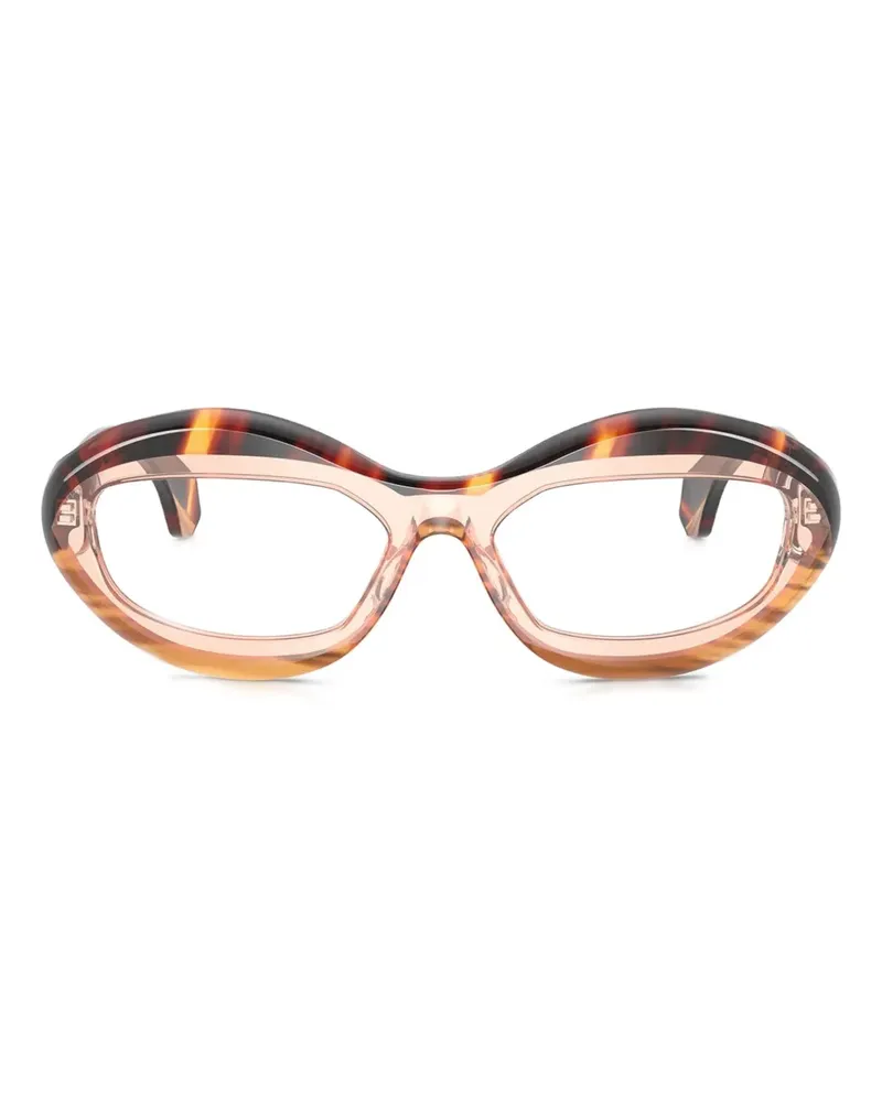 Alain Mikli Gestreifte Brille mit ovalem Gestell - Braun Braun