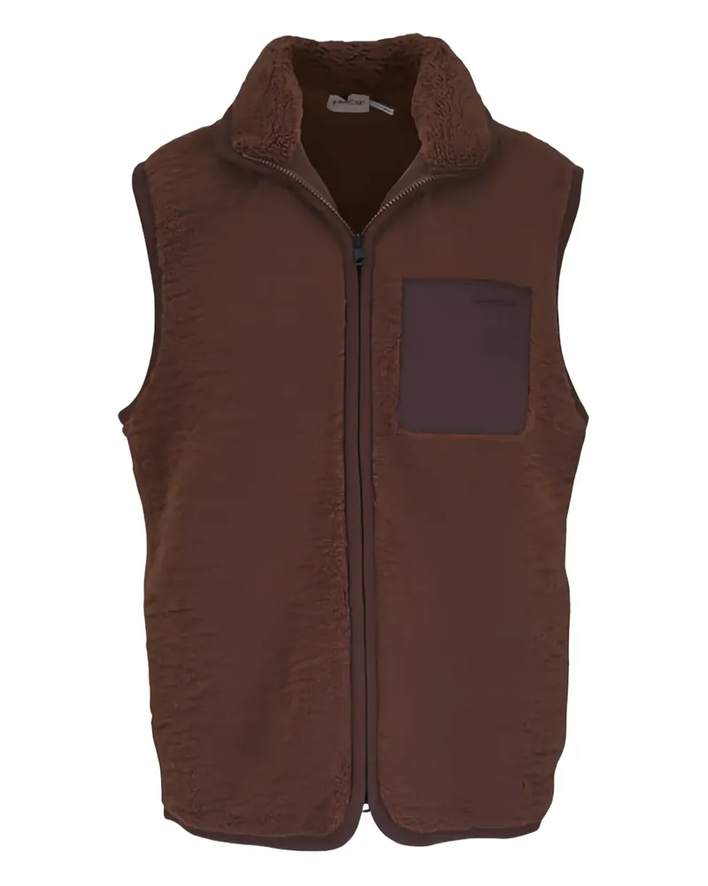 Moncler Reißverschluss-Weste mit Nubuk-Besatz - Braun Braun