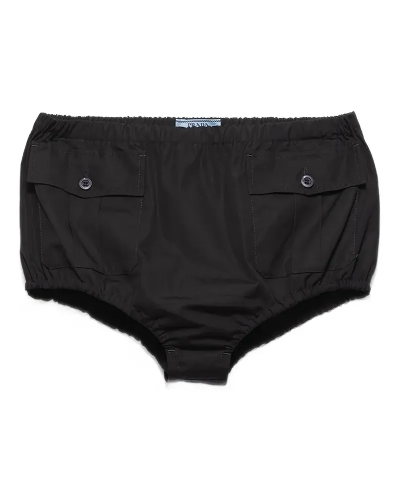 Prada Popeline-Shorts mit Patch - Schwarz Schwarz