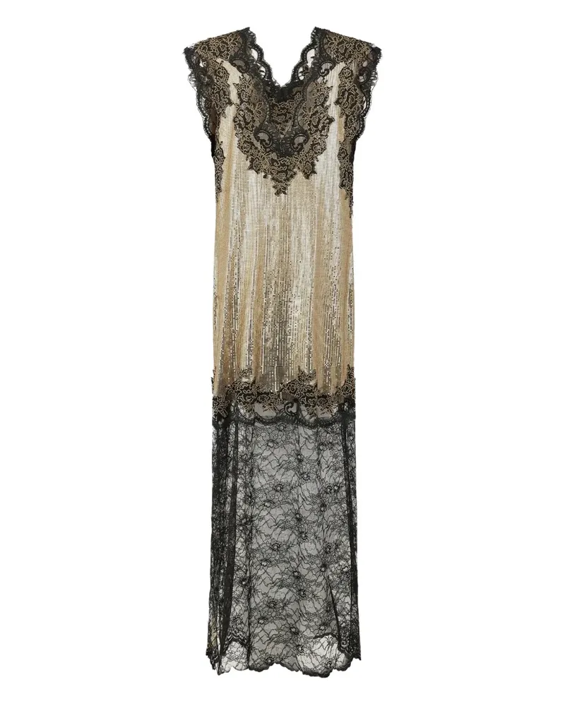 Paco Rabanne Midikleid aus Spitze - Gold Gold