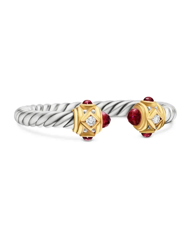 David Yurman 14kt Renaissance Gelbgold- und Sterlingsilberring mit Diamanten (2,3mm Silber