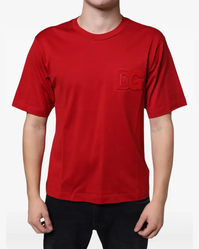 Dolce & Gabbana T-Shirt mit Logo-Prägung - Rot Rot