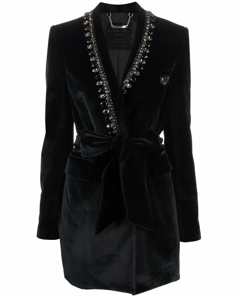 Philipp Plein Kleid aus Samt - Schwarz Schwarz