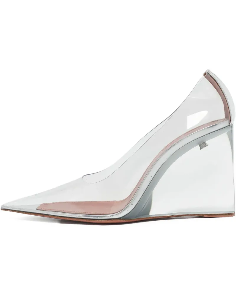 Amina Muaddi Pumps mit Wedge-Absatz 100mm - Silber Silber