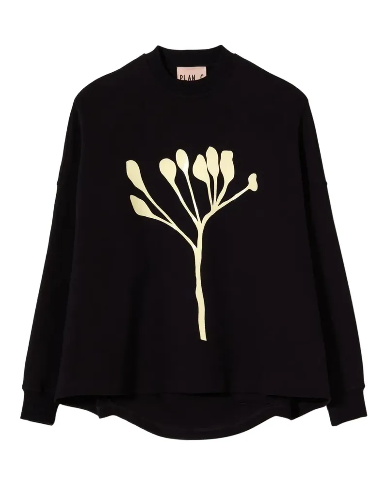 PLAN C Sweatshirt mit grafischem Print - Schwarz Schwarz