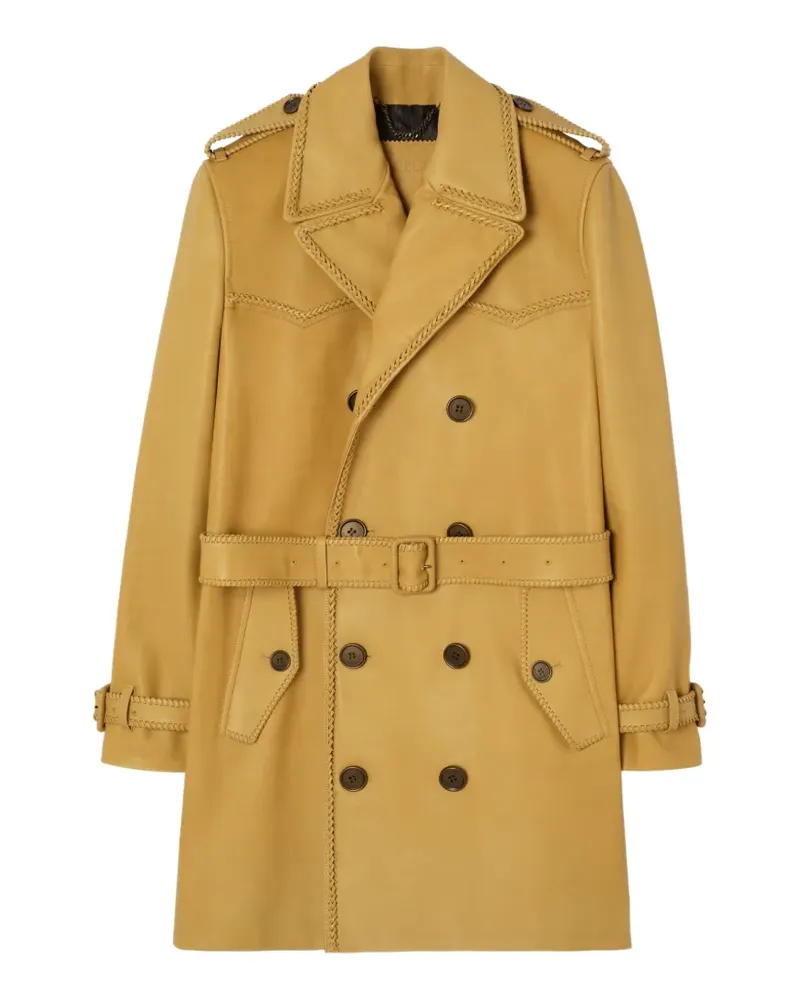 Burberry mittellanger Leverton Leder-Trenchcoat - Gelb Gelb