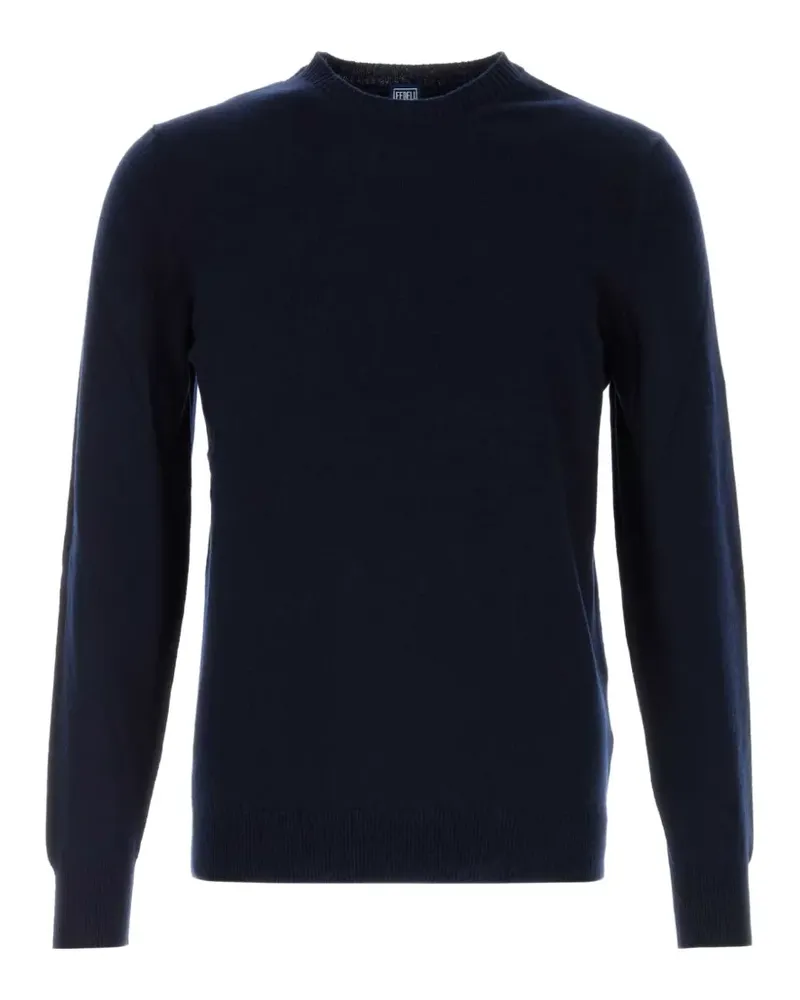 Fedeli Fein gestrickter Kaschmirpullover - Blau Blau