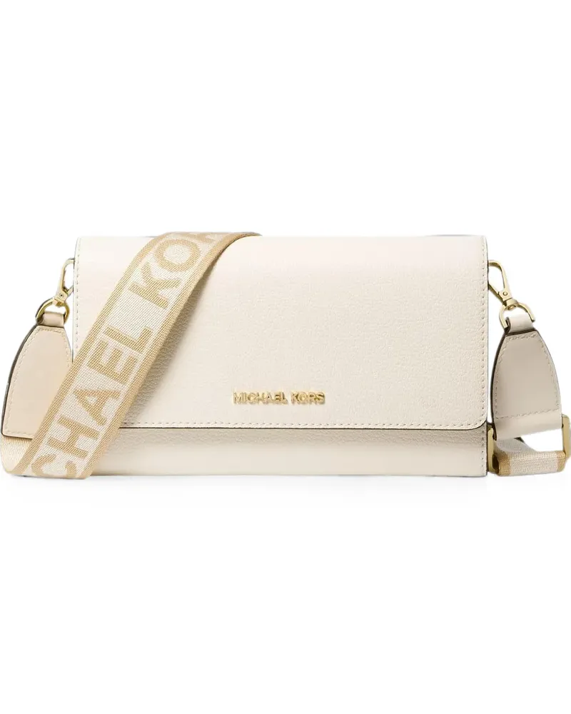 Michael Kors logo-plaque pebbled-leather crossbody bag - Nude Nude