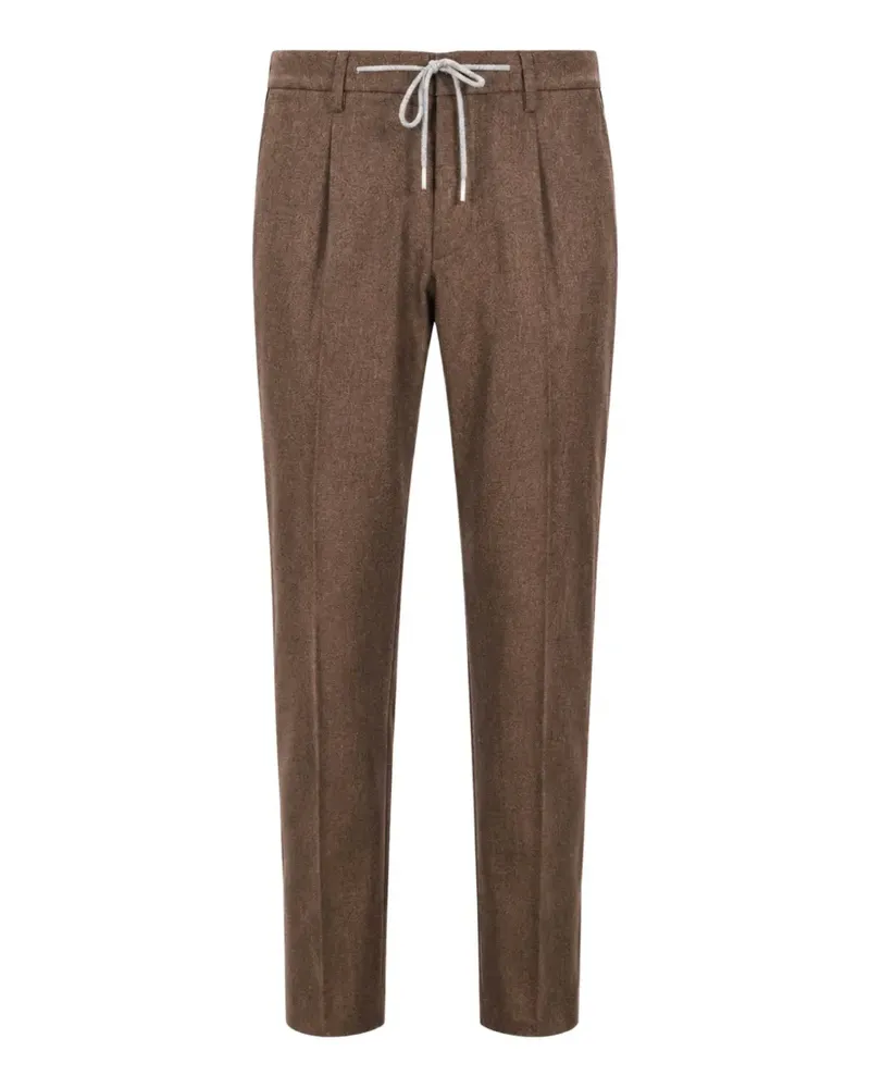 Eleventy pleated drawstring-waist trousers - Braun Braun