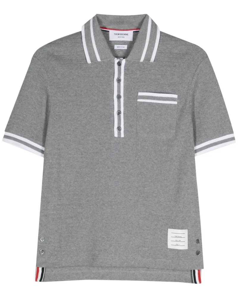 Thom Browne Poloshirt aus Pointelle-Baumwolle - Grau Grau