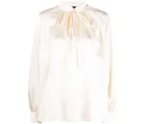 Seidenbluse mit Schleifenverschluss - Nude