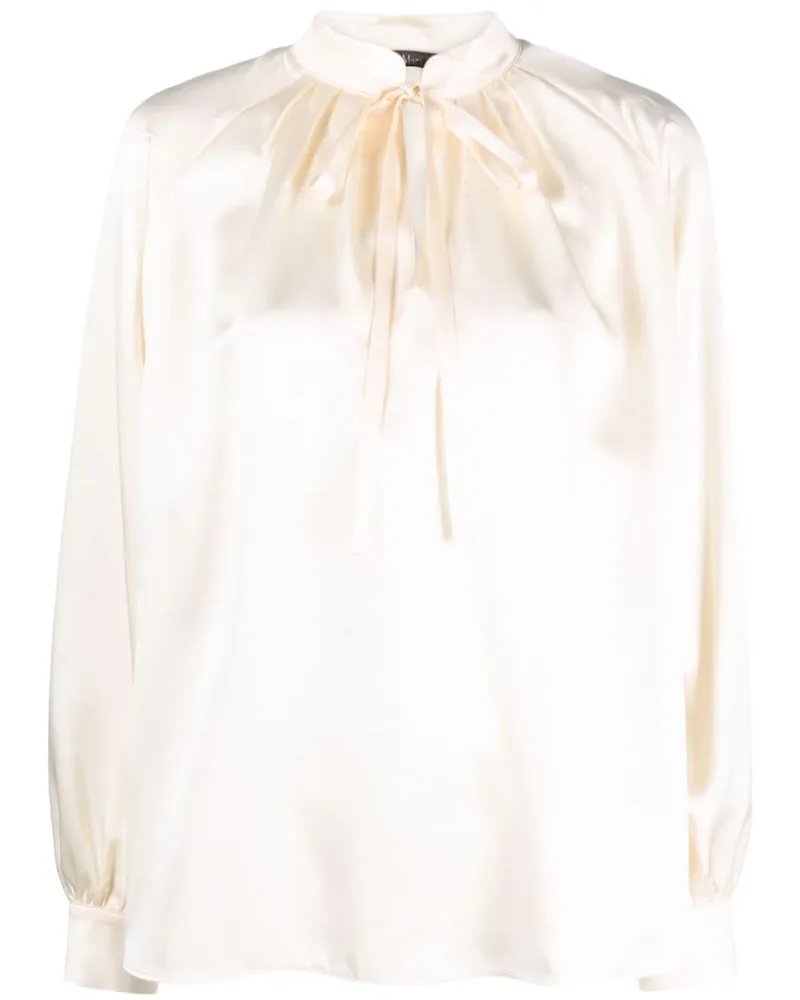 Max Mara Seidenbluse mit Schleifenverschluss - Nude Nude