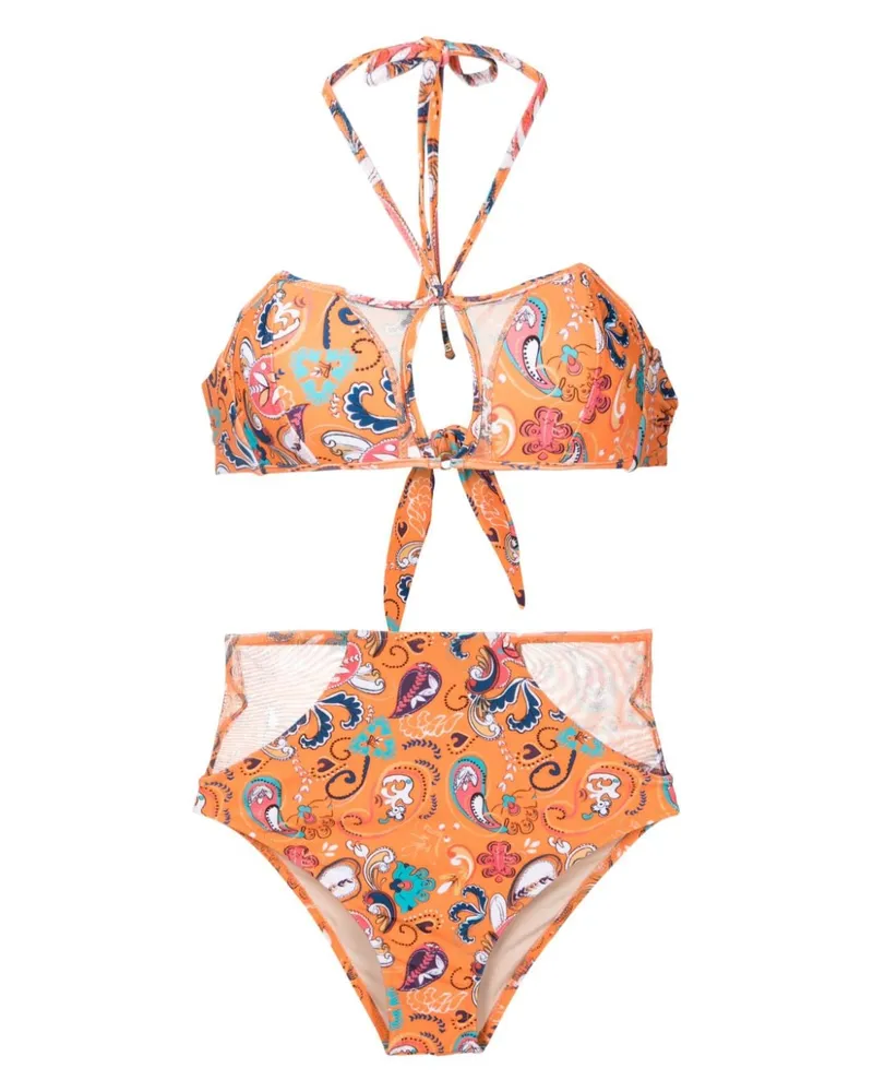 Amir Slama Bikini mit grafischem Print - Orange Orange