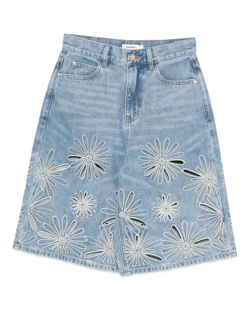 Sandro Shorts mit Blumenstickerei - Blau Blau