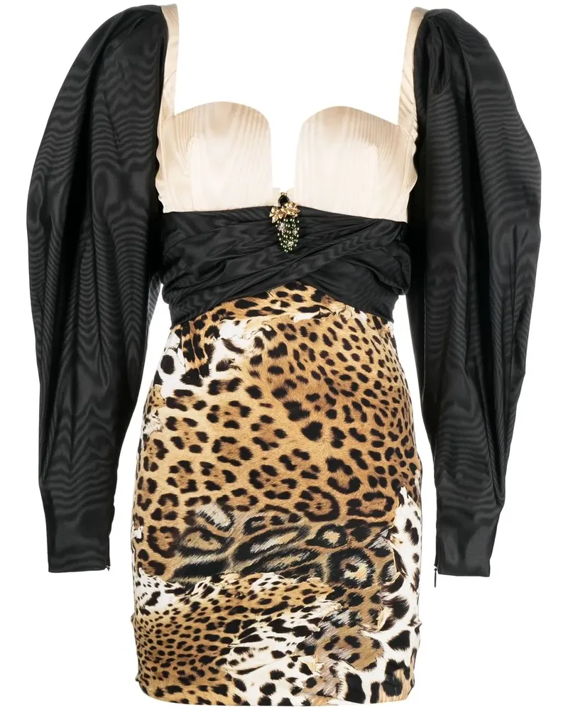 Roberto Cavalli Minikleid mit Tiger-Print - Nude Nude