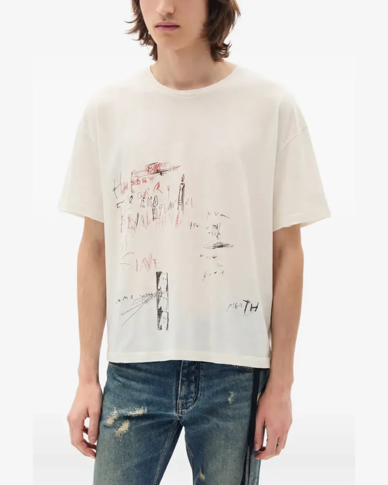 Ann Demeulemeester Lu relaxed-fit graphic T-shirt - Nude Nude