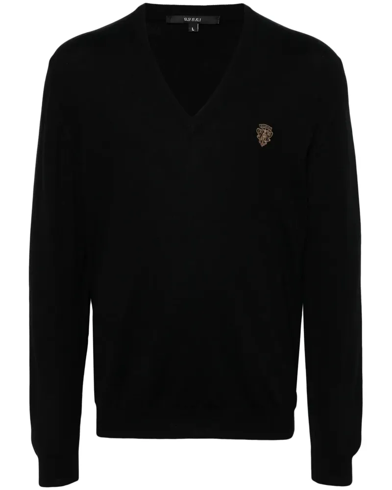 Gucci Pullover mit Wappenstickerei - Schwarz Schwarz