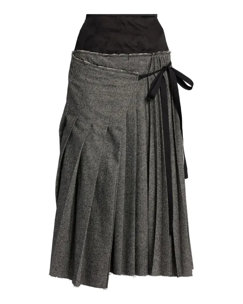 Erdem embroidered herringbone pleated skirt - Grau Grau