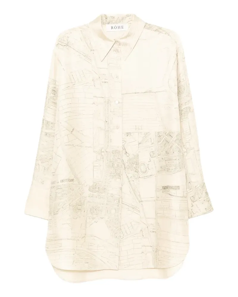 Róhe Hemd mit Landkarten-Print - Nude Nude