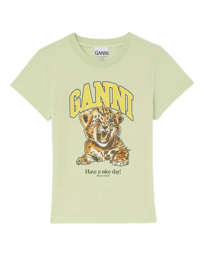 Ganni tiger-print T-shirt - Grün Grün