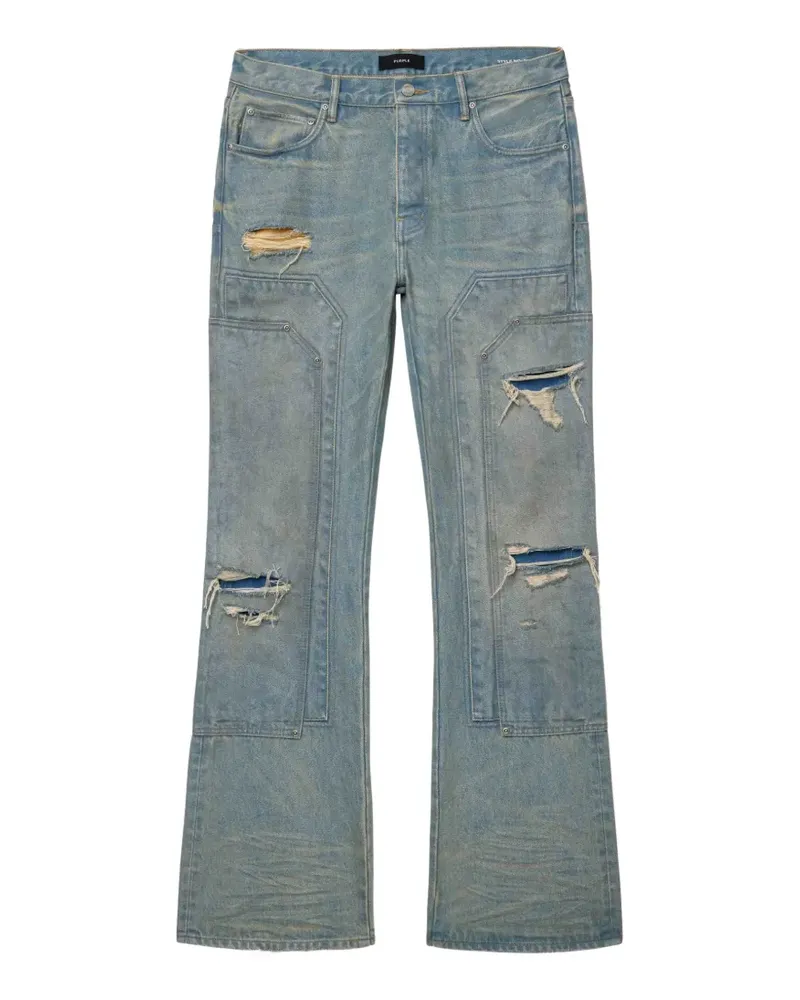 PURPLE BRAND Double Carpenter distressed panelled jeans - Blau Blau