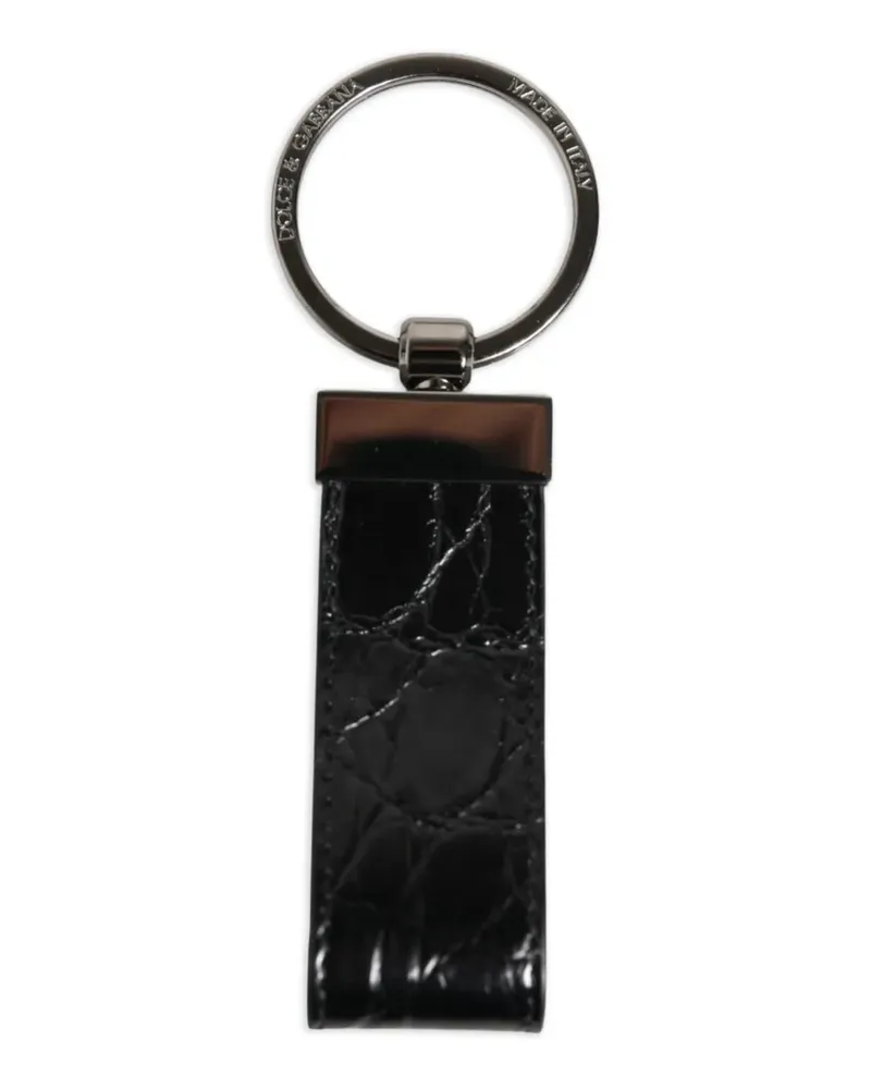 Dolce & Gabbana Schlüsselanhänger mit Kroko-Effekt - Schwarz Schwarz