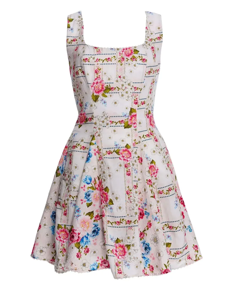 AGUA BENDITA Kristen Minikleid mit Blumen-Print - Weiß Weiß