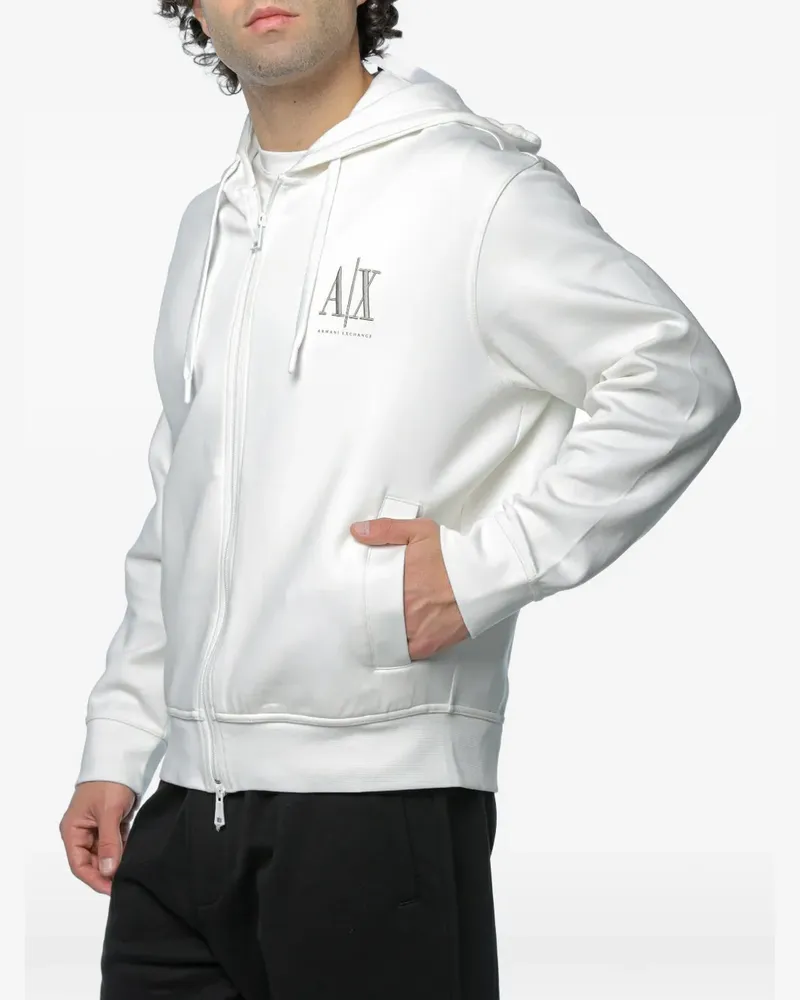Armani Exchange logo-print zip-up hoodie - Weiß Weiß
