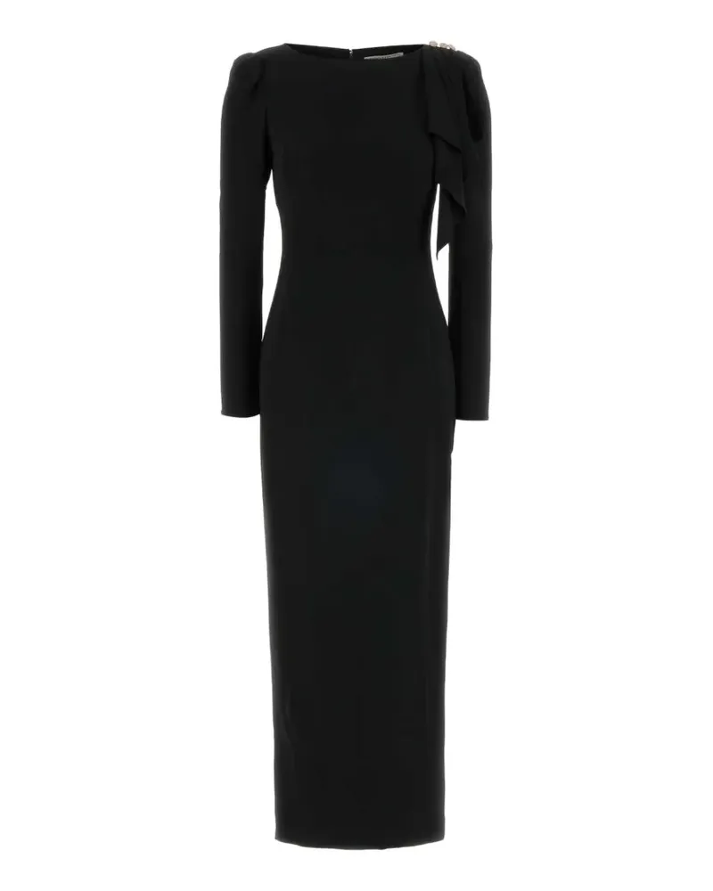Alessandra Rich Langes Cady-Kleid mit Rüschen - Schwarz Schwarz