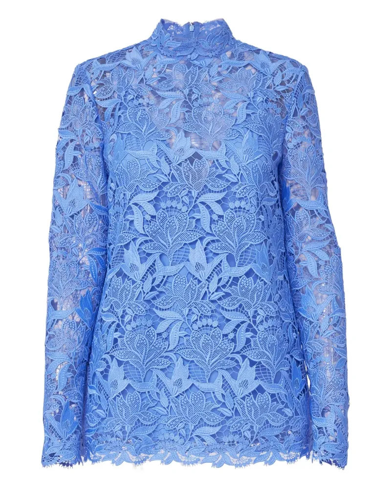 Carolina Herrera New York Spitzenoberteil mit Tulpenstickerei - Blau Blau
