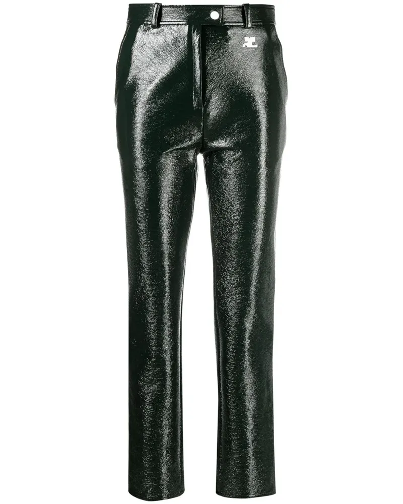 Courrèges Slim-Fit-Hose aus Vinyl - Grün Grün