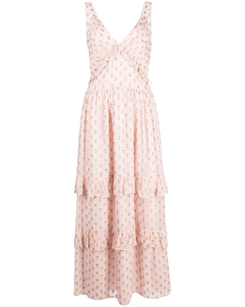 Twin-Set Maxikleid mit Rüschen - Rosa Rosa
