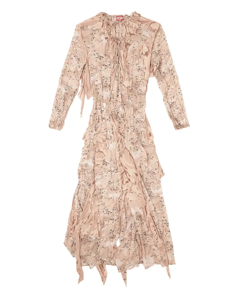 Diesel Gerüschtes D-Azzling-R1 Maxikleid mit Print - Rosa Rosa
