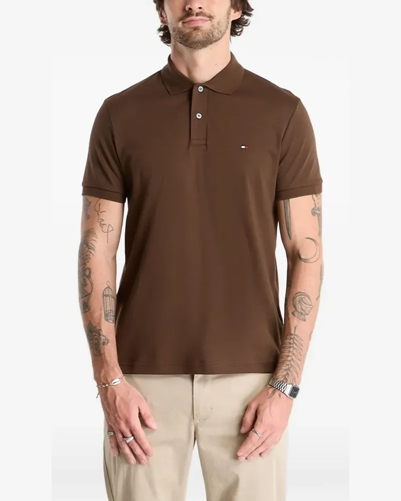 Tommy Hilfiger logo-patch polo shirt - Braun Braun