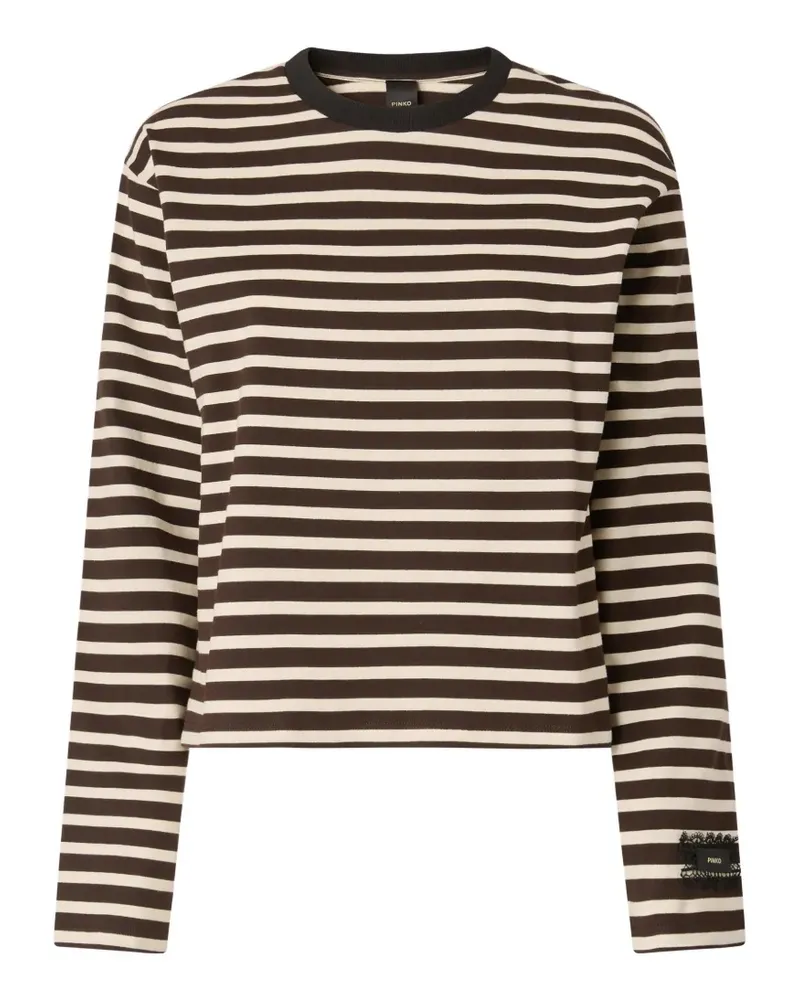 Pinko Gestreiftes Langarmshirt - Braun Braun