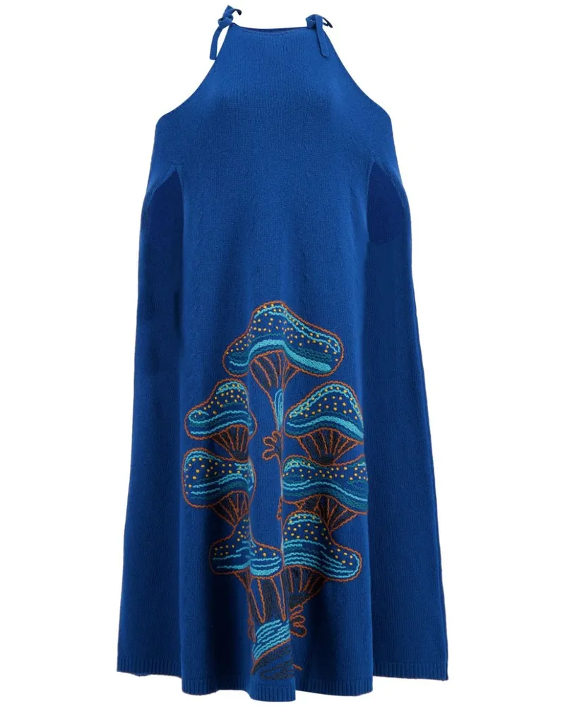 PAULA Gestricktes Kleid mit Logo-Stickerei - Blau Blau