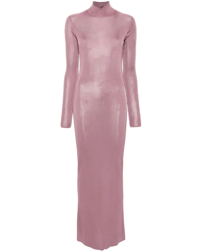 Saint Laurent Langärmeliges Maxikleid - Rosa Rosa