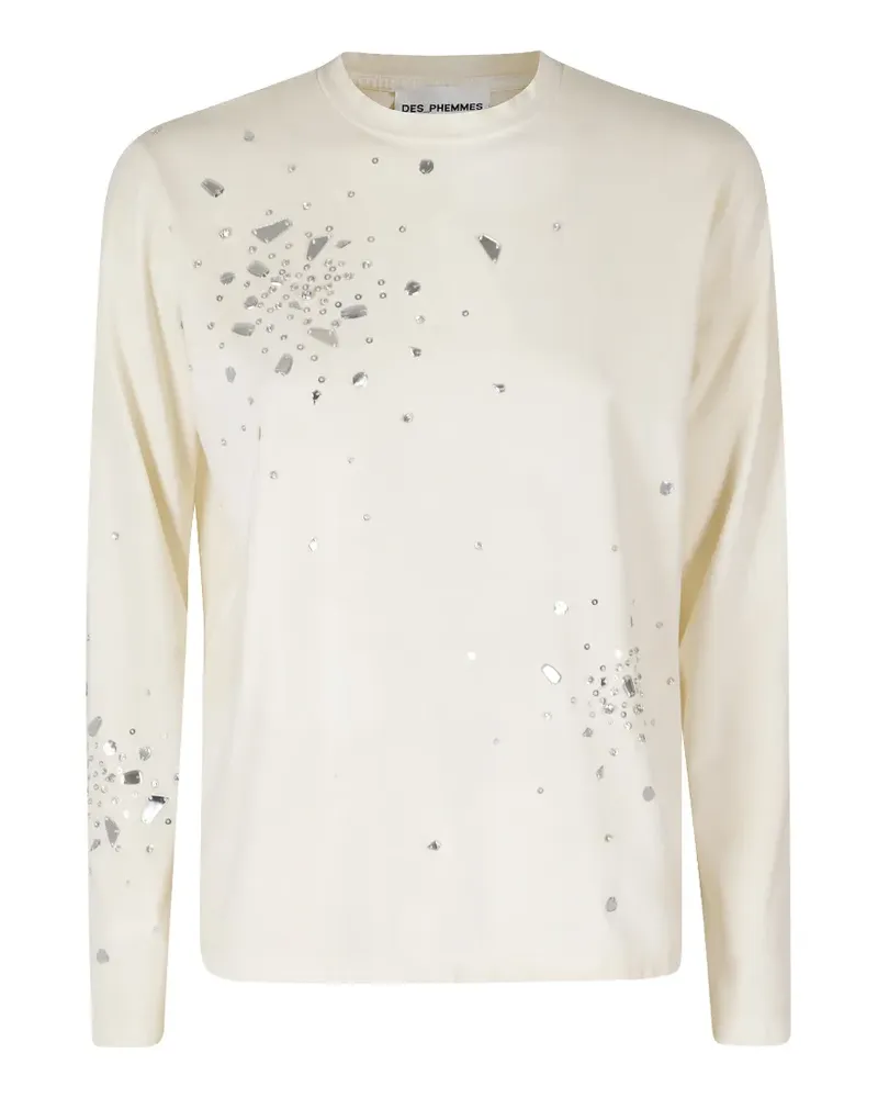 Des Phemmes embellished long-sleeve T-shirt - Weiß Weiß