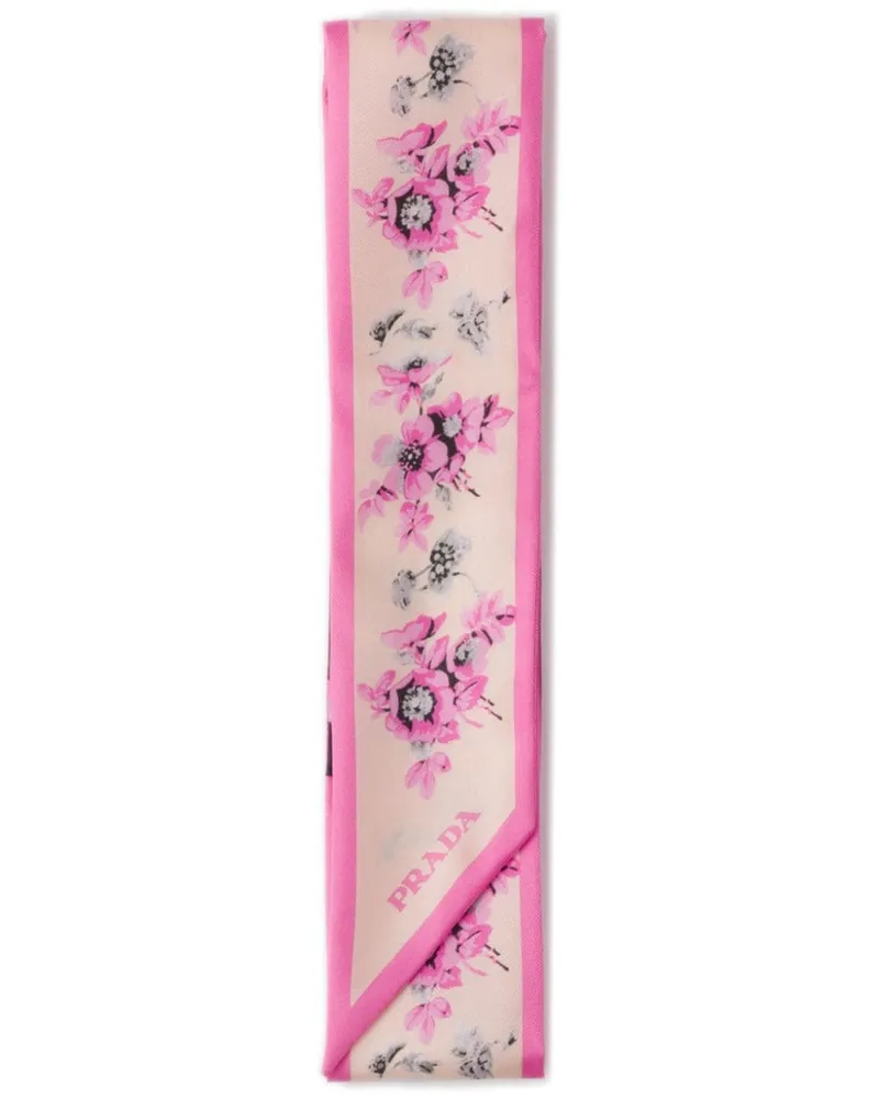 Prada Seidenschal mit Azaleen-Print - Nude Nude