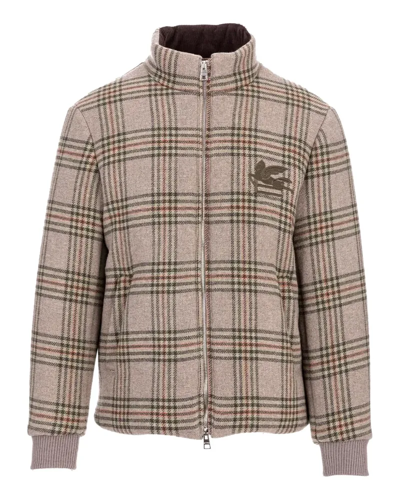 Etro Karierte Jacke mit Logo-Stickerei - Nude Nude