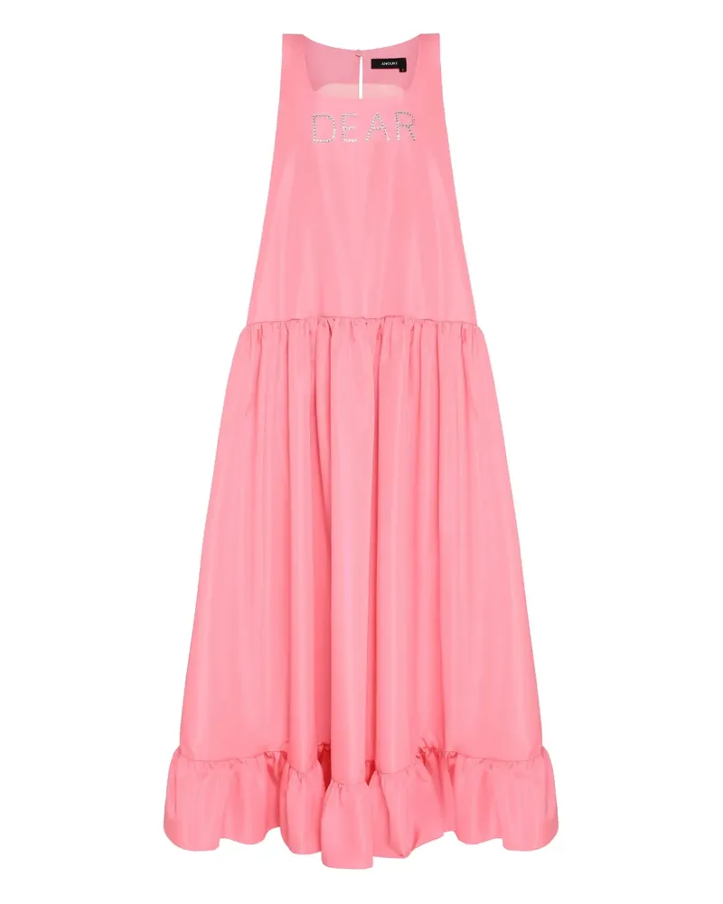 ANOUKI Gestuftes Maxikleid aus Satin - Rosa Rosa