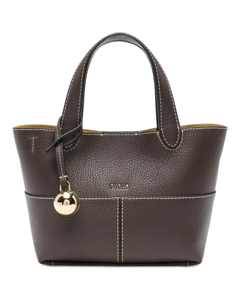 Furla Mini-Tote Bag mit Kontrastnähten - Braun Braun