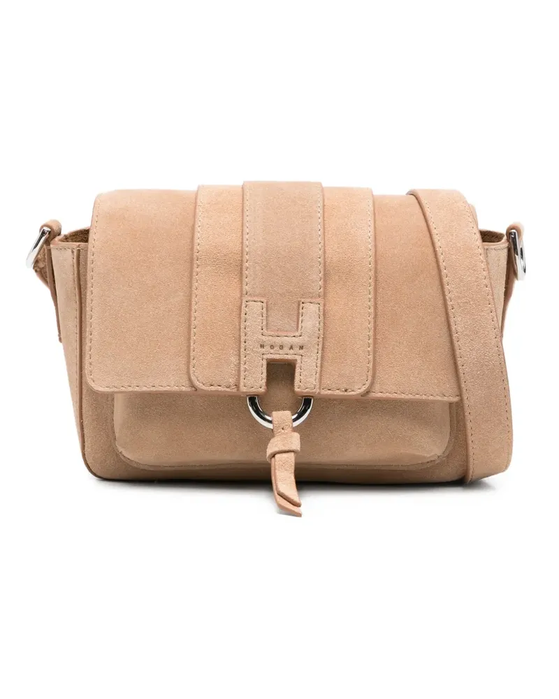 Hogan Trend Flap Schultertasche aus Wildleder - Nude Nude