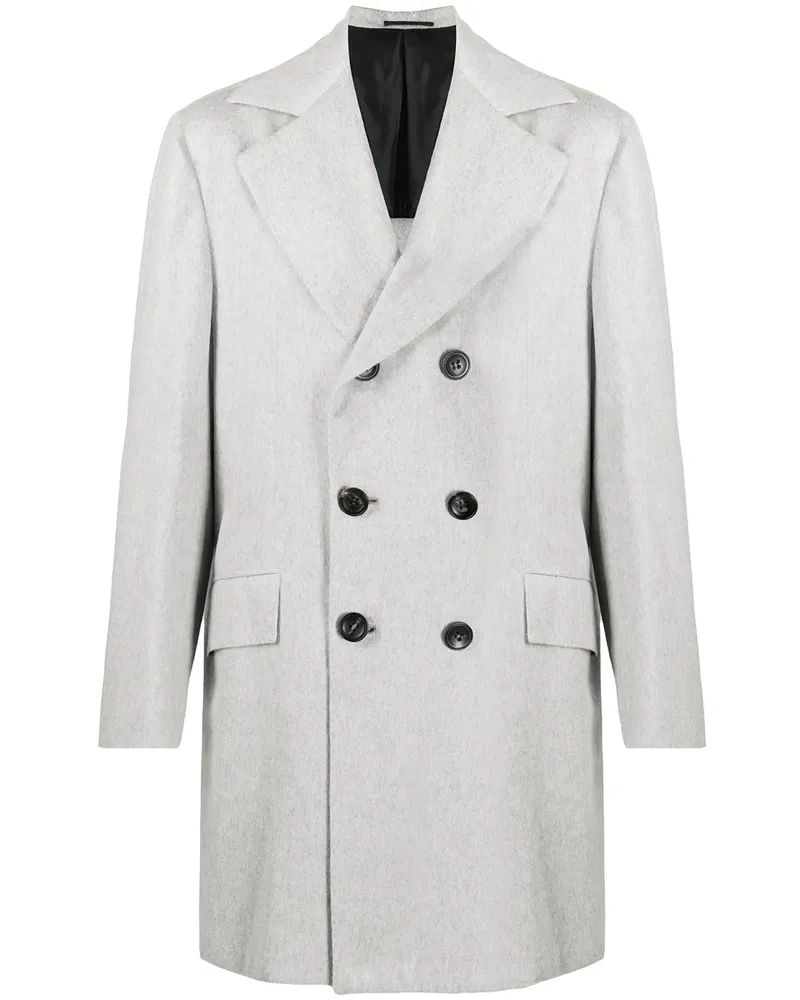 Kiton Doppelreihiger Kaschmirmantel - Grau Grau