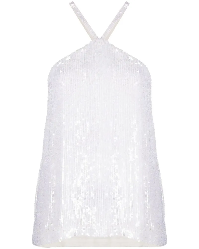 P.A.R.O.S.H. Gem Neckholder-Top mit Pailletten - Weiß Weiß