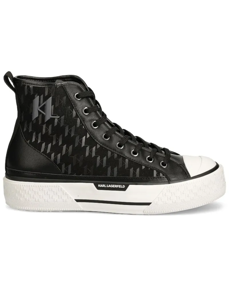 Karl Lagerfeld High-Top-Sneakers mit Jacquard-Logo - Schwarz Schwarz